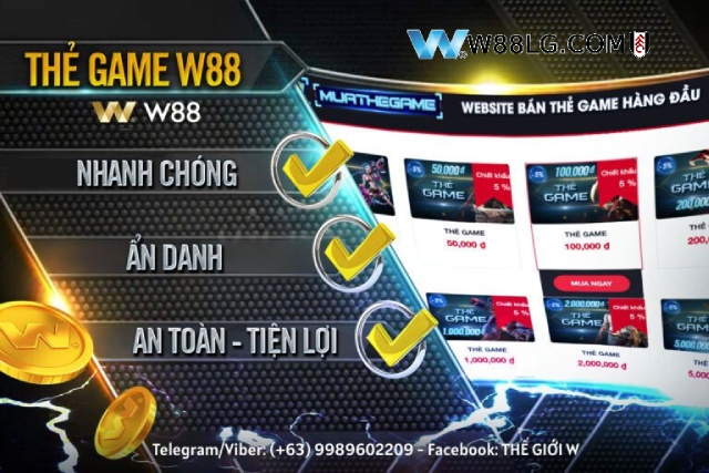 Rút tiền W88 qua thẻ game an toàn mà lại tiện lợi