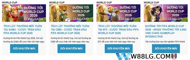 Khuyến mãi sự kiện W88 theo World Cup và giải đấu
